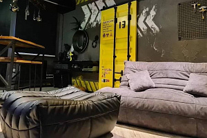 Диван ДеФранс с пуфом для гостиной в стиле лофт, дизанерский чехол, современная модель